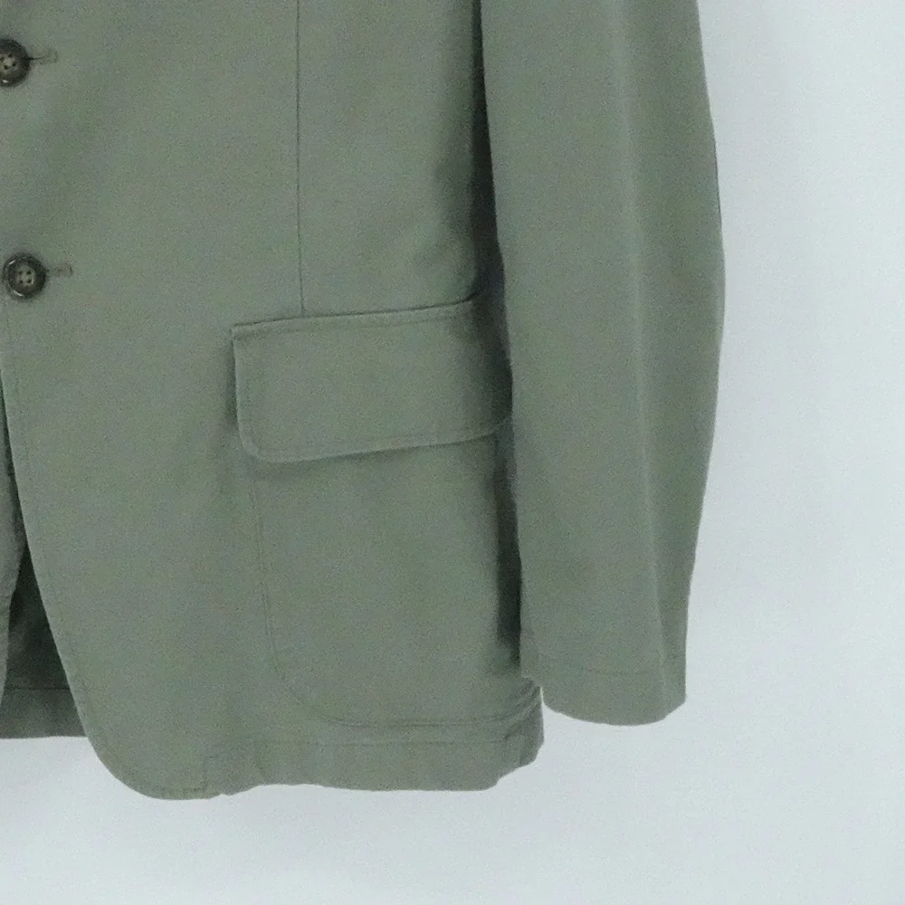 LL Bean Jacket Mens 44 T Olive‎ Green Field Coat Utility SportingElbow Patches
